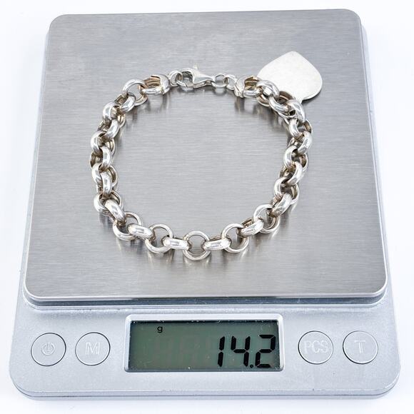 Vintage Italy NV Sterling Silver 925 Heart Charm Link Bracelet 7.5" - Picture 5 of 5